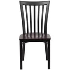 Silla de restaurante de metal con respaldo estilo escuela de Flash Furniture, color negro