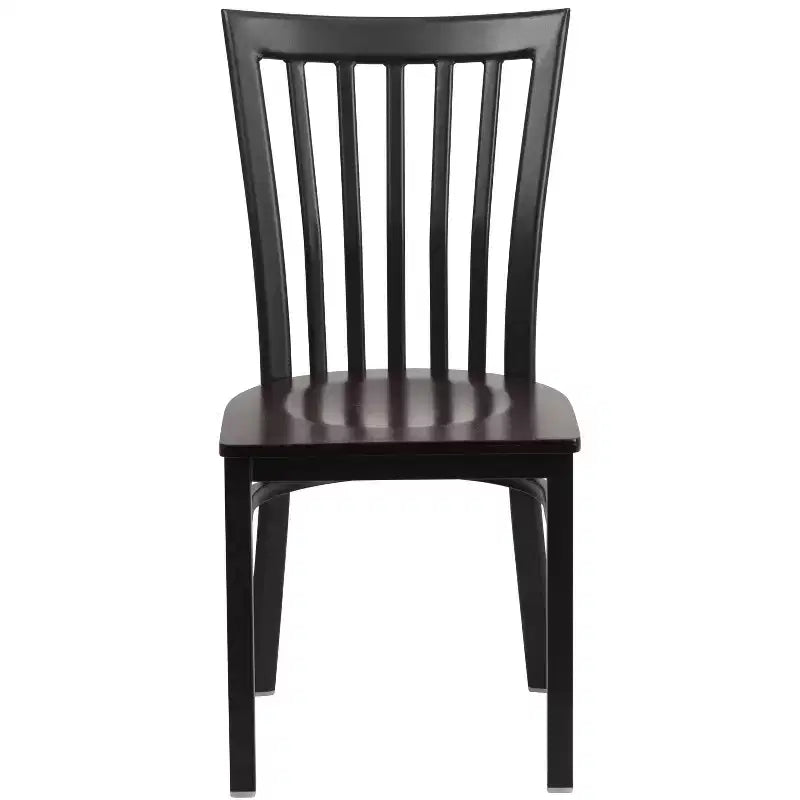 Silla de restaurante de metal con respaldo estilo escuela de Flash Furniture, color negro