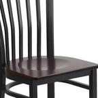 Silla de restaurante de metal con respaldo estilo escuela de Flash Furniture, color negro