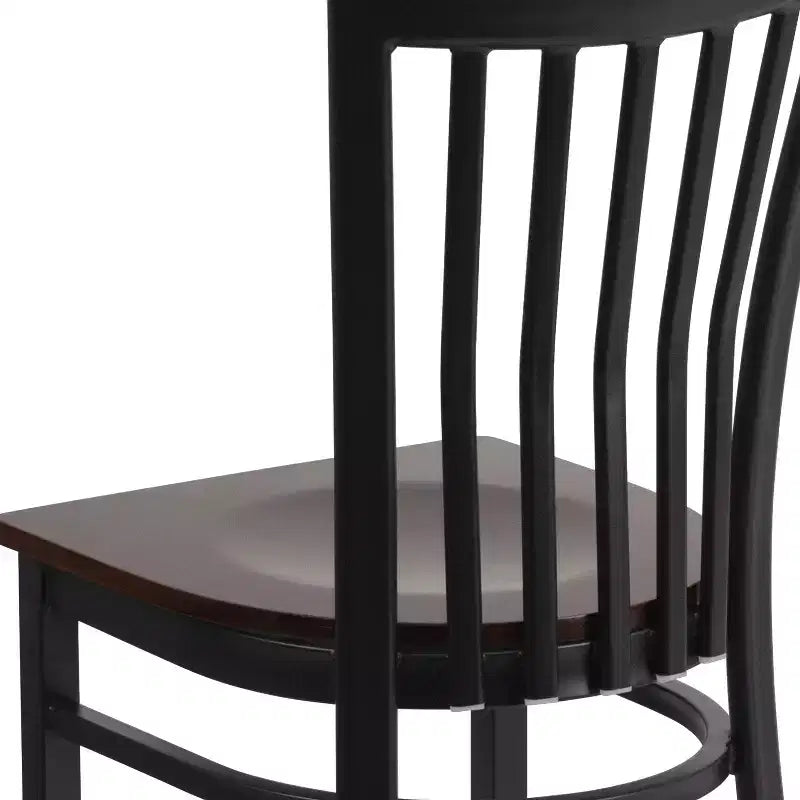 Silla de restaurante de metal con respaldo estilo escuela de Flash Furniture, color negro