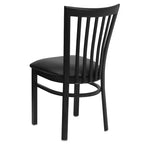 Silla de restaurante de metal con respaldo estilo escuela de Flash Furniture, color negro