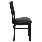 Silla de restaurante de metal con respaldo estilo escuela de Flash Furniture, color negro