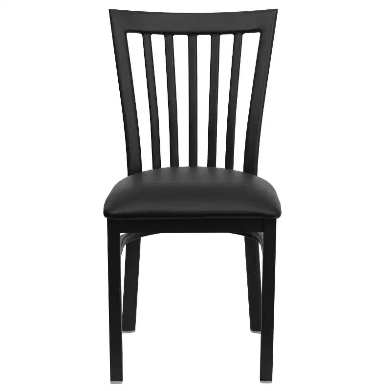 Silla de restaurante de metal con respaldo estilo escuela de Flash Furniture, color negro