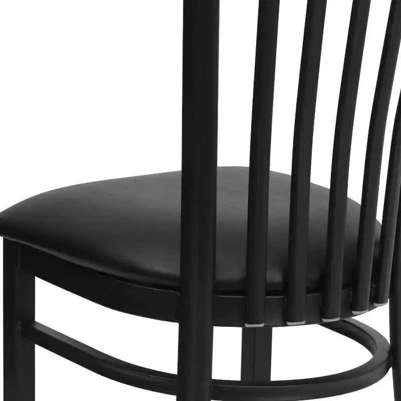 Silla de restaurante de metal con respaldo estilo escuela de Flash Furniture, color negro
