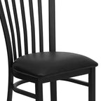 Silla de restaurante de metal con respaldo estilo escuela de Flash Furniture, color negro
