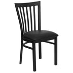 Silla de restaurante de metal con respaldo estilo escuela de Flash Furniture, color negro