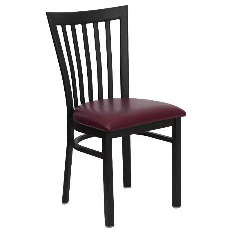 Silla de restaurante de metal con respaldo estilo escuela de Flash Furniture, color negro
