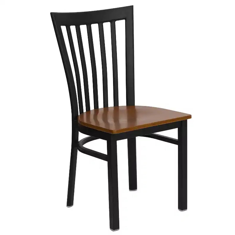 Silla de restaurante de metal con respaldo estilo escuela de Flash Furniture, color negro