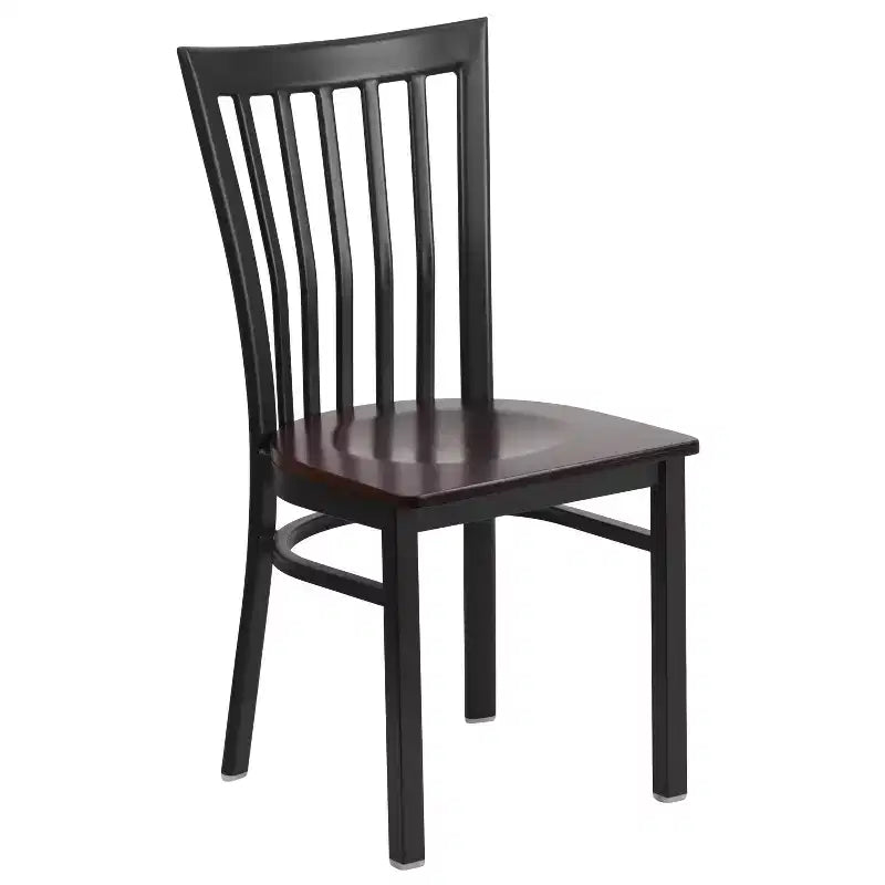 Silla de restaurante de metal con respaldo estilo escuela de Flash Furniture, color negro
