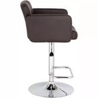 Taburete de bar giratorio Studio 55D Trek Chrome de 83 cm de alto, moderno, con cojín ajustable color espresso con respaldo y reposapiés para barra de cocina, isla o casa.