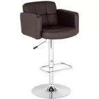 Taburete de bar giratorio Studio 55D Trek Chrome de 83 cm de alto, moderno, con cojín ajustable color espresso con respaldo y reposapiés para barra de cocina, isla o casa.