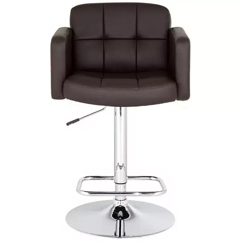 Taburete de bar giratorio Studio 55D Trek Chrome de 83 cm de alto, moderno, con cojín ajustable color espresso con respaldo y reposapiés para barra de cocina, isla o casa.