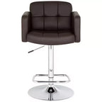 Taburete de bar giratorio Studio 55D Trek Chrome de 83 cm de alto, moderno, con cojín ajustable color espresso con respaldo y reposapiés para barra de cocina, isla o casa.