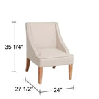 Sillón Elm Lane Dixon Ivory con Brazos Curvos de Tela