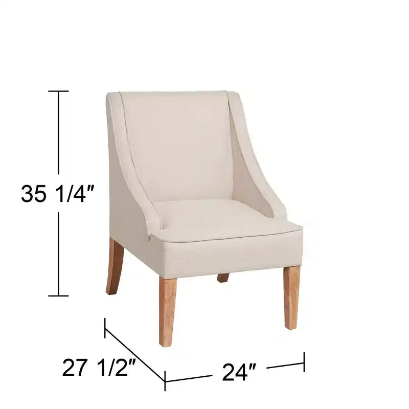 Sillón Elm Lane Dixon Ivory con Brazos Curvos de Tela