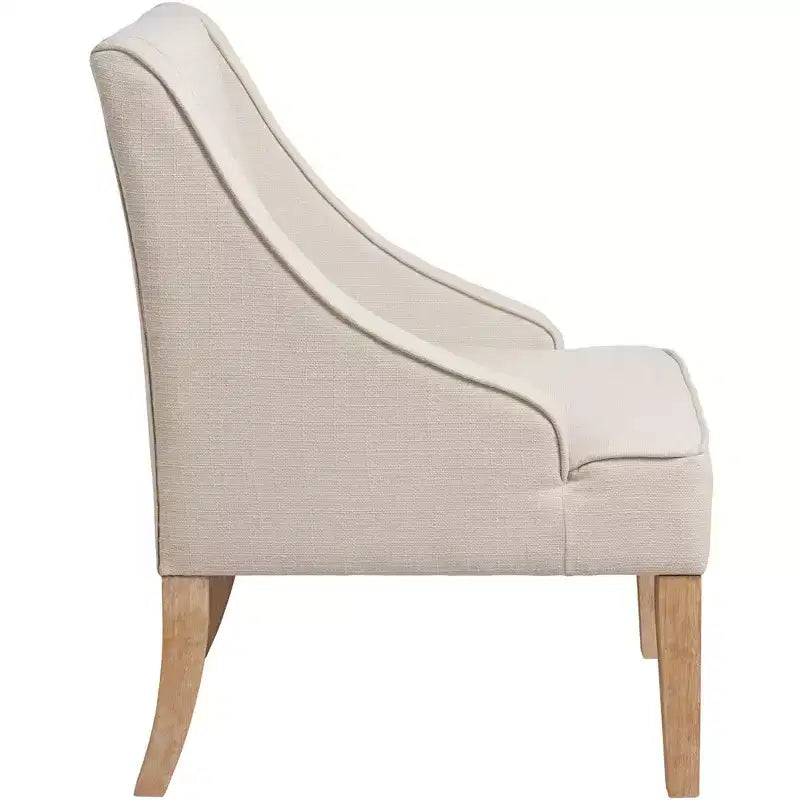 Sillón Elm Lane Dixon Ivory con Brazos Curvos de Tela