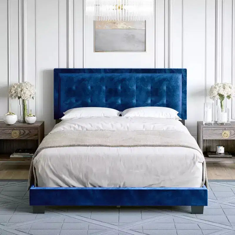 Estructura de cama tapizada con capitoné Tobias Velvet - Eco Dream
