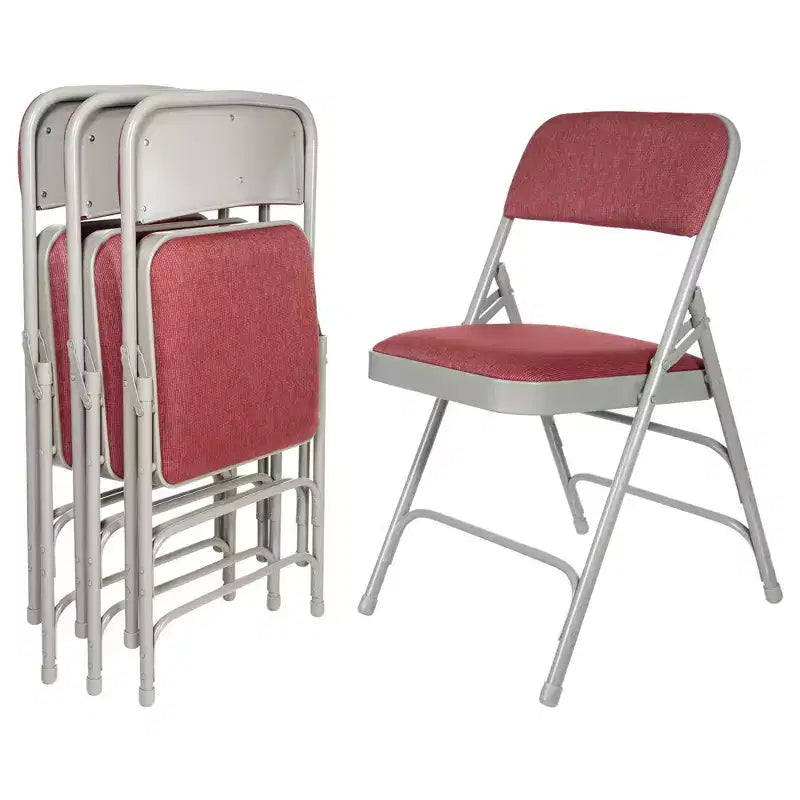 Juego de 4 sillas plegables de lujo con asiento acolchado de tela y triple refuerzo - Hampden Furnishings