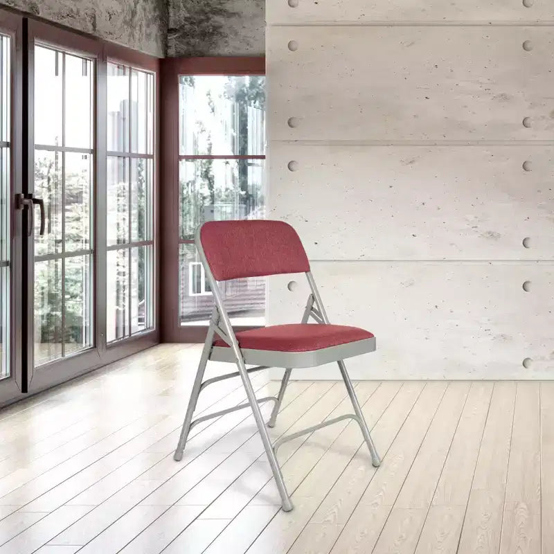 Juego de 4 sillas plegables de lujo con asiento acolchado de tela y triple refuerzo - Hampden Furnishings