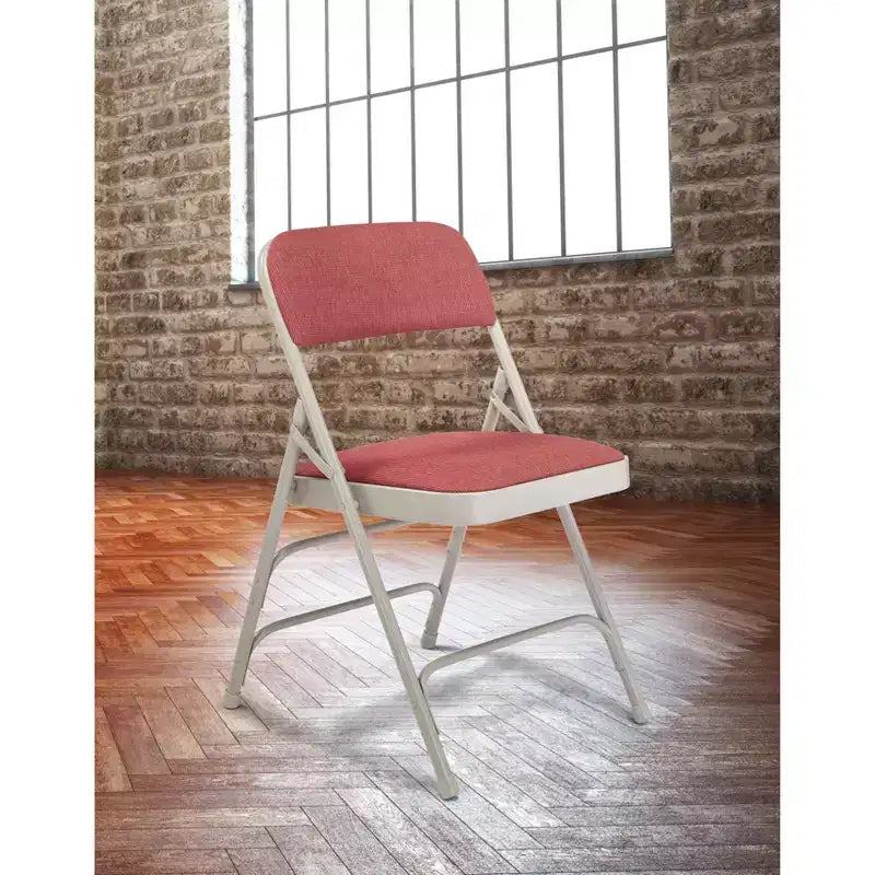 Juego de 4 sillas plegables de lujo con asiento acolchado de tela y triple refuerzo - Hampden Furnishings