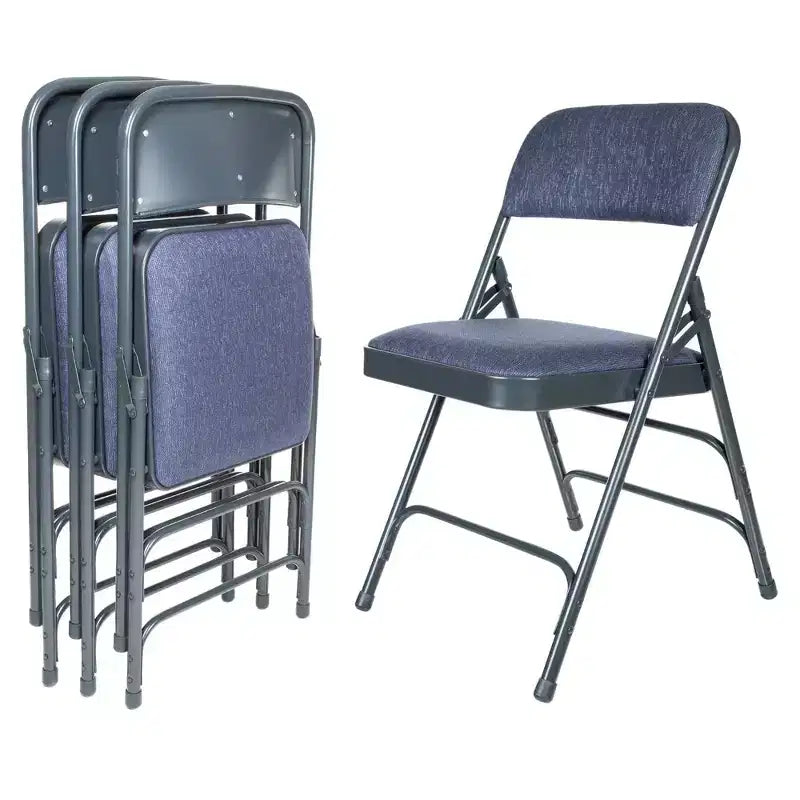 Juego de 4 sillas plegables de lujo con asiento acolchado de tela y triple refuerzo - Hampden Furnishings