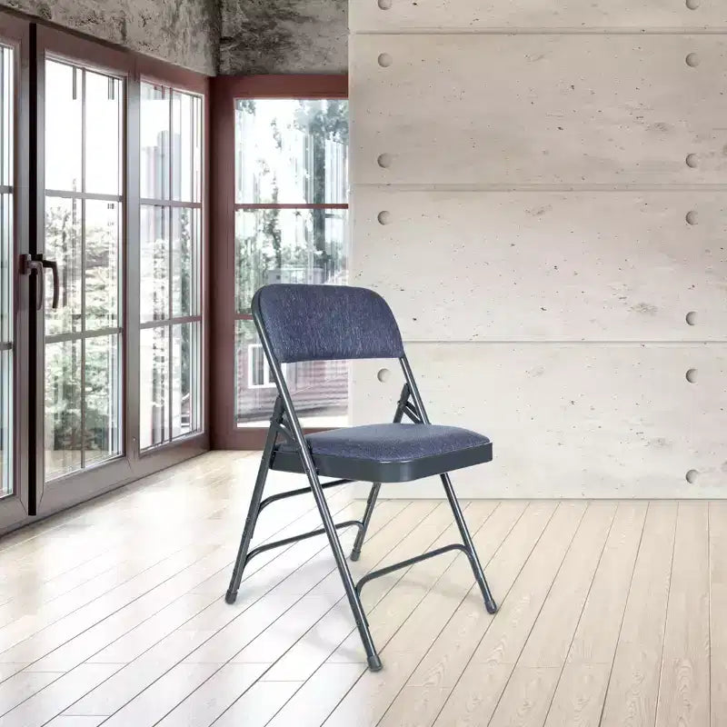 Juego de 4 sillas plegables de lujo con asiento acolchado de tela y triple refuerzo - Hampden Furnishings