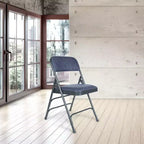 Juego de 4 sillas plegables de lujo con asiento acolchado de tela y triple refuerzo - Hampden Furnishings