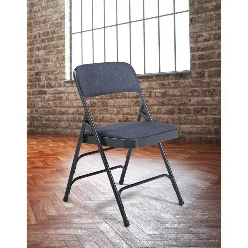 Juego de 4 sillas plegables de lujo con asiento acolchado de tela y triple refuerzo - Hampden Furnishings