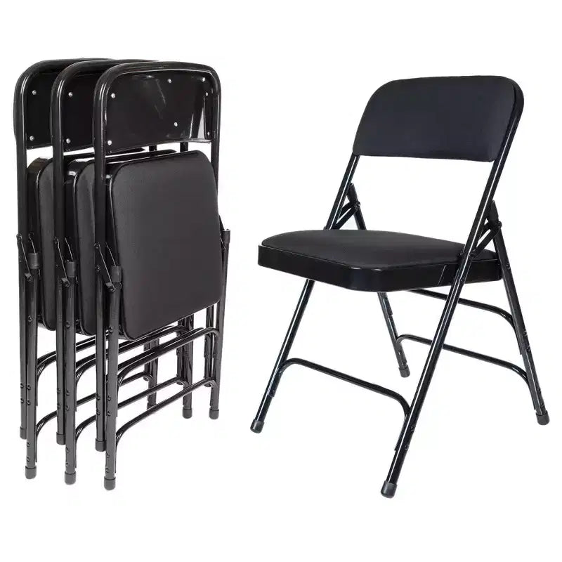 Juego de 4 sillas plegables de lujo con asiento acolchado de tela y triple refuerzo - Hampden Furnishings