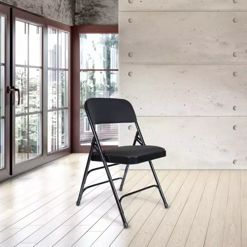 Juego de 4 sillas plegables de lujo con asiento acolchado de tela y triple refuerzo - Hampden Furnishings