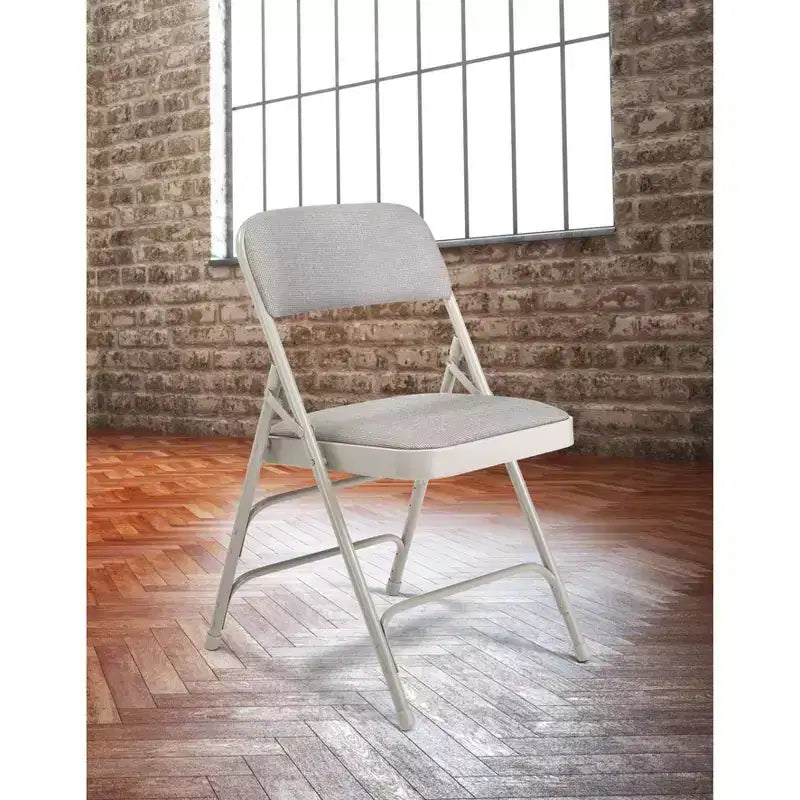 Juego de 4 sillas plegables de lujo con asiento acolchado de tela y triple refuerzo - Hampden Furnishings