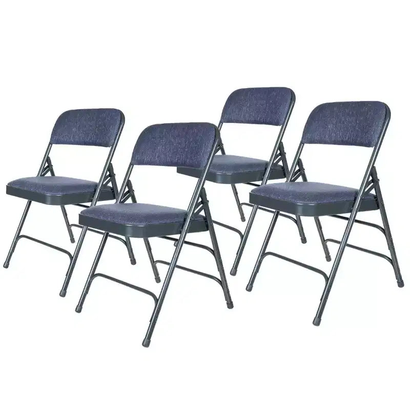 Juego de 4 sillas plegables de lujo con asiento acolchado de tela y triple refuerzo - Hampden Furnishings