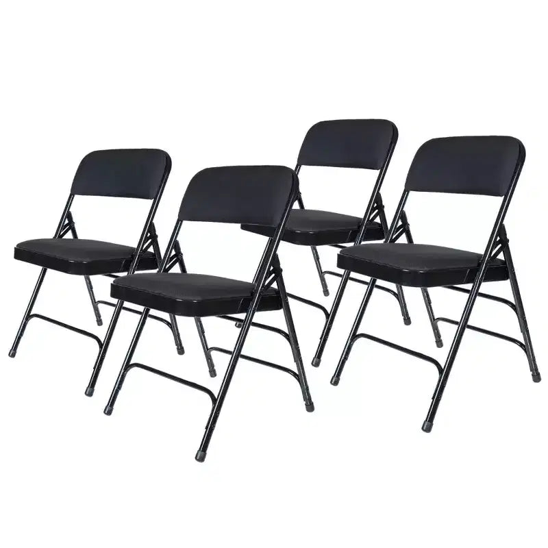 Juego de 4 sillas plegables de lujo con asiento acolchado de tela y triple refuerzo - Hampden Furnishings
