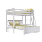 Litera en forma de L de madera maciza Max & Lily, doble sobre matrimonial con estantería para niños