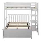 Litera en forma de L de madera maciza Max & Lily, doble sobre matrimonial con estantería para niños