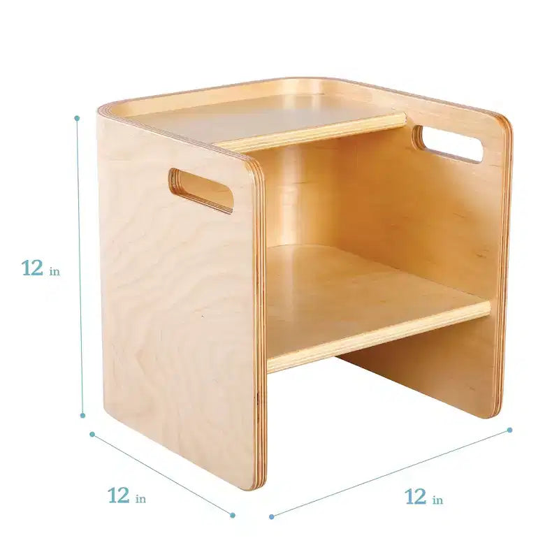 Silla cúbica multiusos de madera curvada para niños pequeños ECR4Kids, muebles Montessori