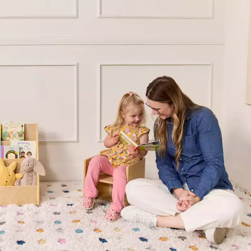 Silla cúbica multiusos de madera curvada para niños pequeños ECR4Kids, muebles Montessori