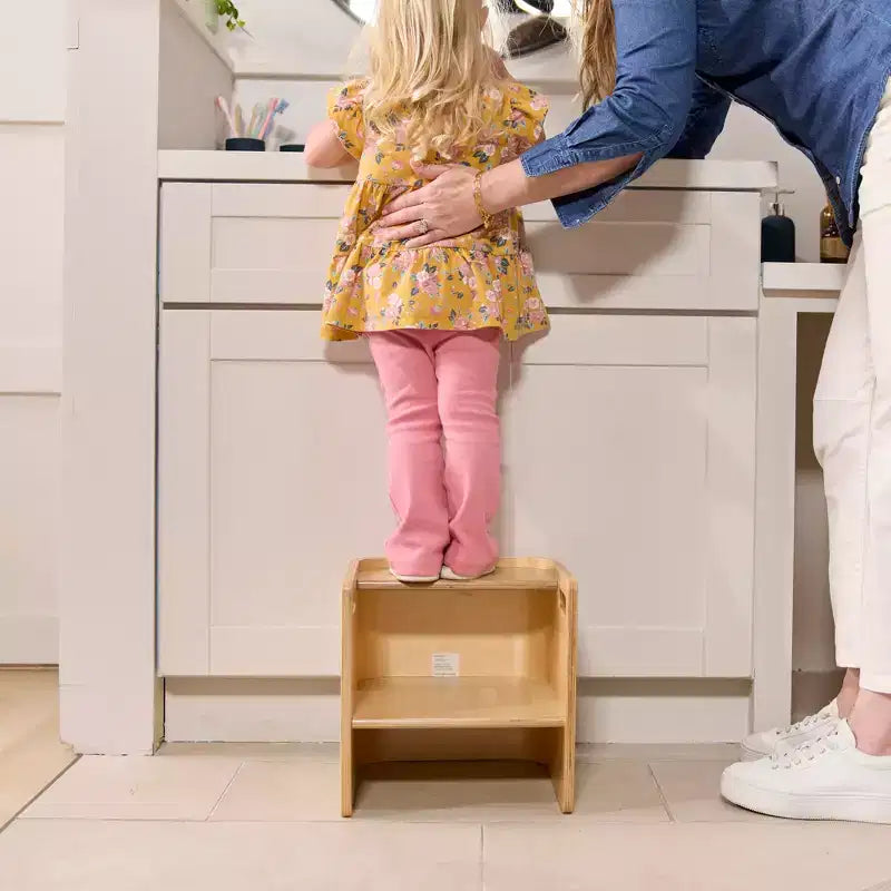 Silla cúbica multiusos de madera curvada para niños pequeños ECR4Kids, muebles Montessori