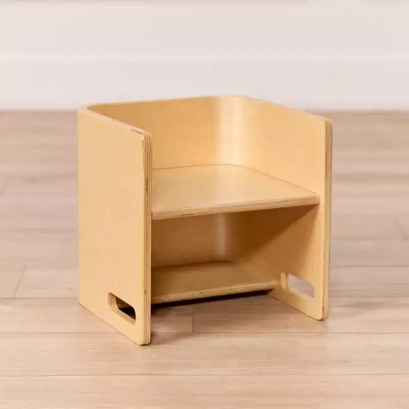 Silla cúbica multiusos de madera curvada para niños pequeños ECR4Kids, muebles Montessori