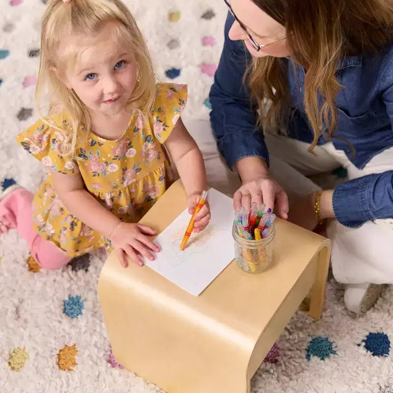 Silla cúbica multiusos de madera curvada para niños pequeños ECR4Kids, muebles Montessori
