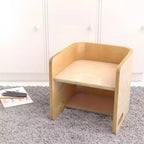 Silla cúbica multiusos de madera curvada para niños pequeños ECR4Kids, muebles Montessori