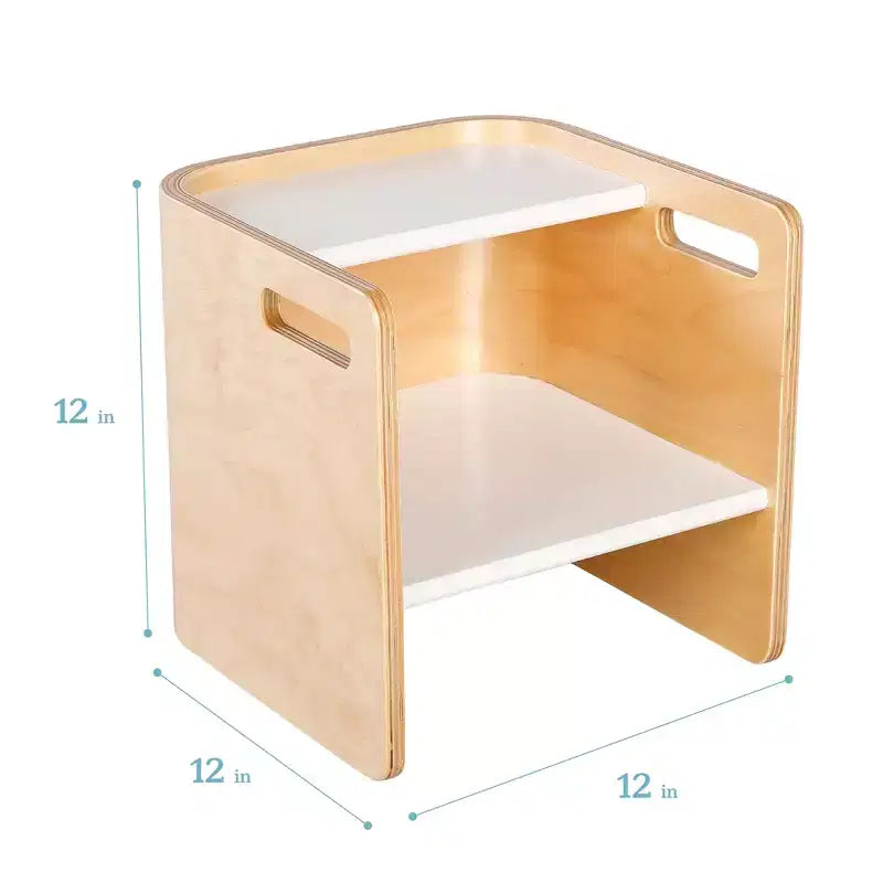 Silla cúbica multiusos de madera curvada para niños pequeños ECR4Kids, muebles Montessori