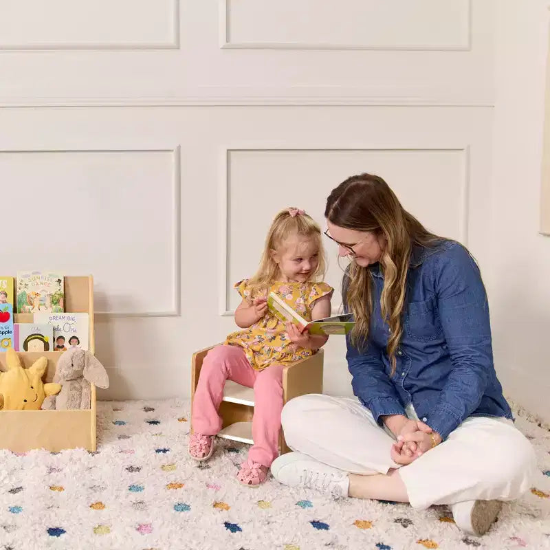 Silla cúbica multiusos de madera curvada para niños pequeños ECR4Kids, muebles Montessori