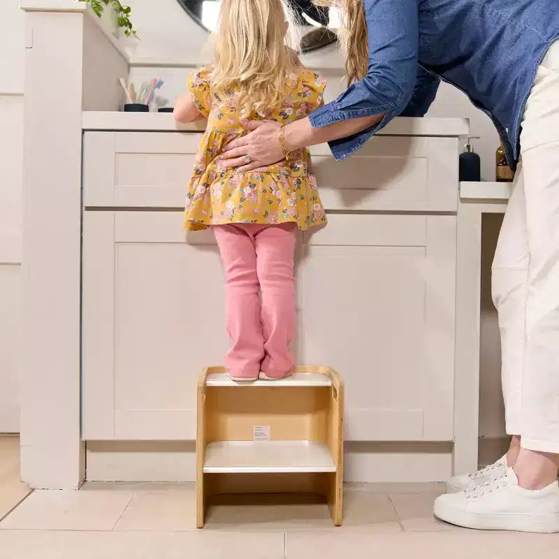 Silla cúbica multiusos de madera curvada para niños pequeños ECR4Kids, muebles Montessori