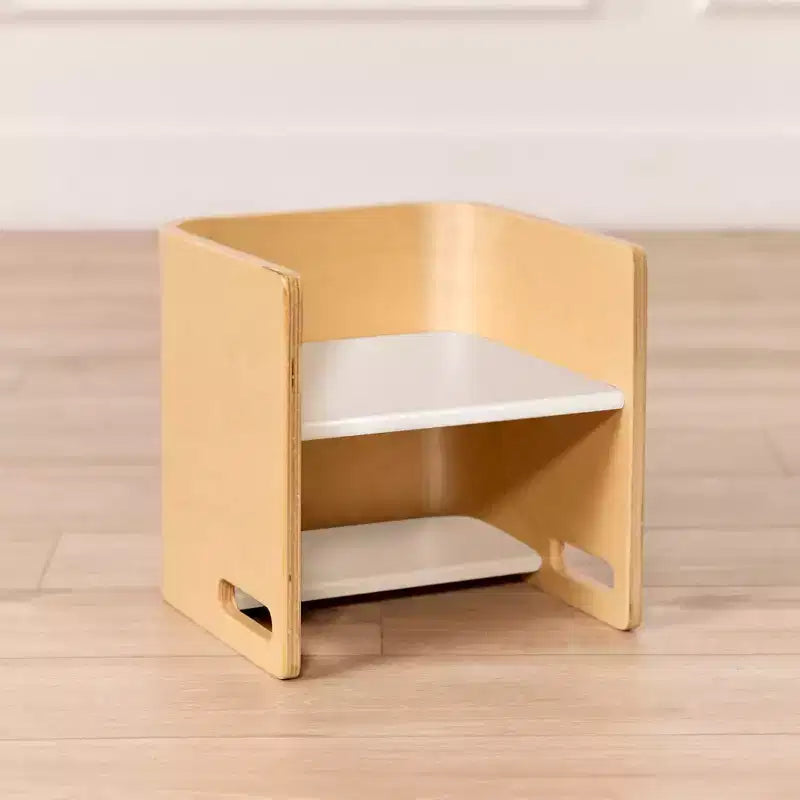 Silla cúbica multiusos de madera curvada para niños pequeños ECR4Kids, muebles Montessori