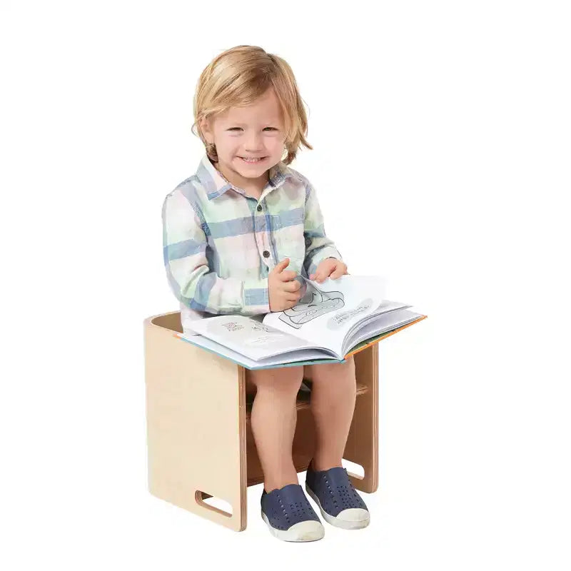 Silla cúbica multiusos de madera curvada para niños pequeños ECR4Kids, muebles Montessori
