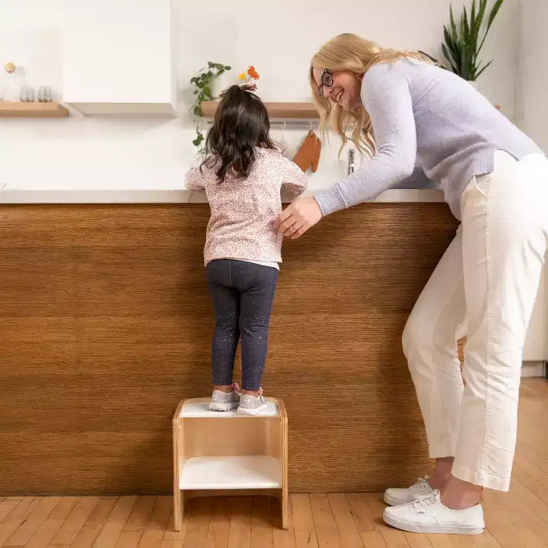 Silla cúbica multiusos de madera curvada para niños pequeños ECR4Kids, muebles Montessori