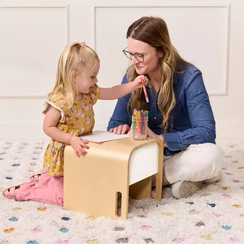 Silla cúbica multiusos de madera curvada para niños pequeños ECR4Kids, muebles Montessori