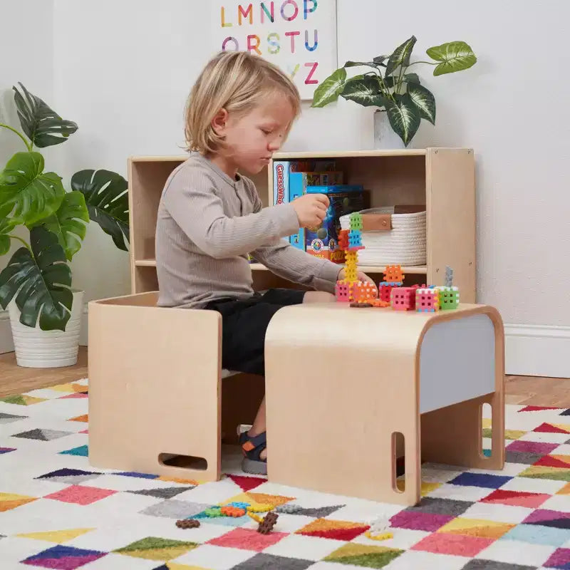 Silla cúbica multiusos de madera curvada para niños pequeños ECR4Kids, muebles Montessori