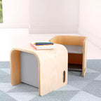 Silla cúbica multiusos de madera curvada para niños pequeños ECR4Kids, muebles Montessori
